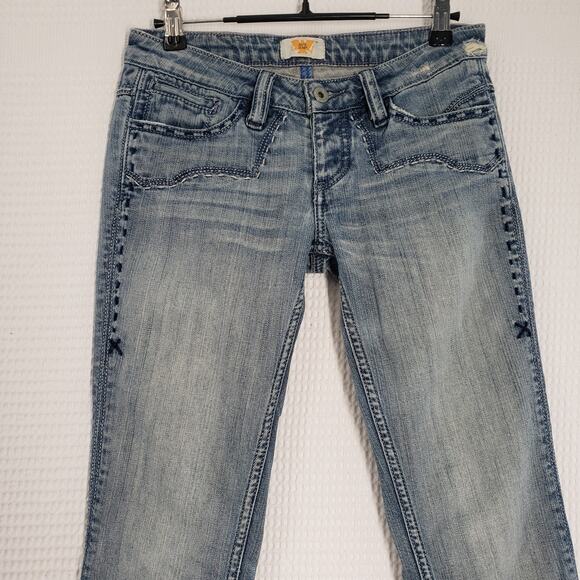 Antik Denim Jeans Womens 26 Blue Low Rise Skinny Embroidered Button Fly Western - Picture 15 of 16